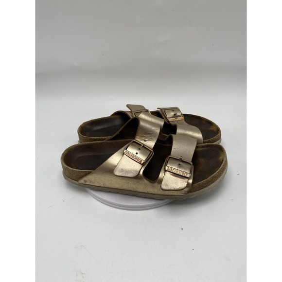 Birkenstock Shoes - Birkenstock Sandals Women 6- 6.5 / EU 37 Arizona Birko-Flor Gold Slides 4011